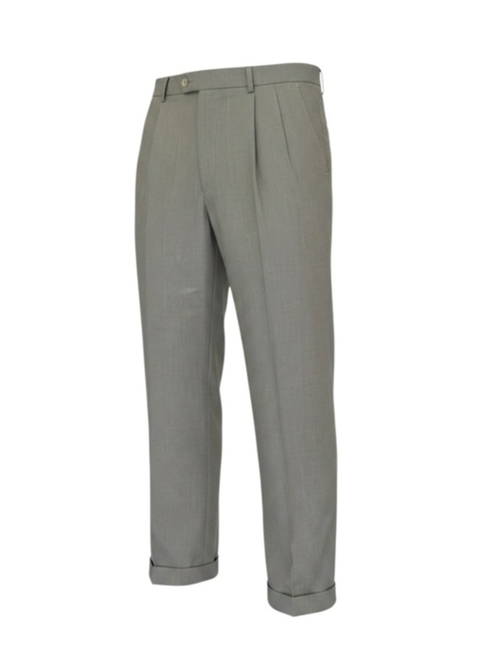 Perry Ellis America Mens 34x30 Gray Dress Pants Pleated Cuffed Wool Blend